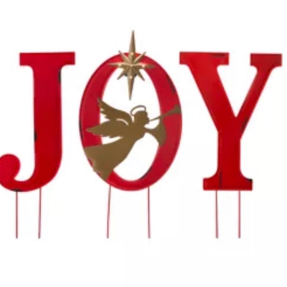 Red and Gold JOY Holiday Yard Sign